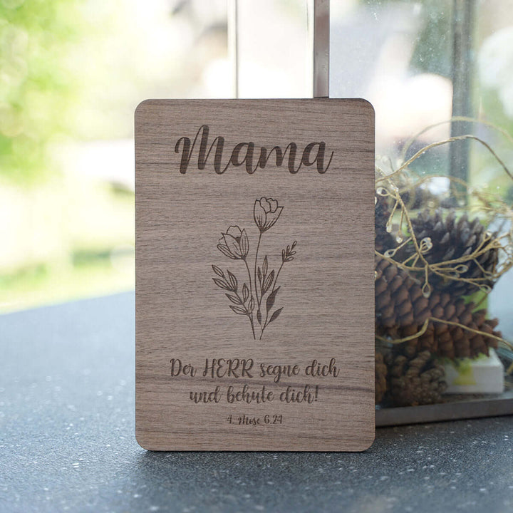 Holzdeko "Mama – Segen" · Bibelvers Gravur