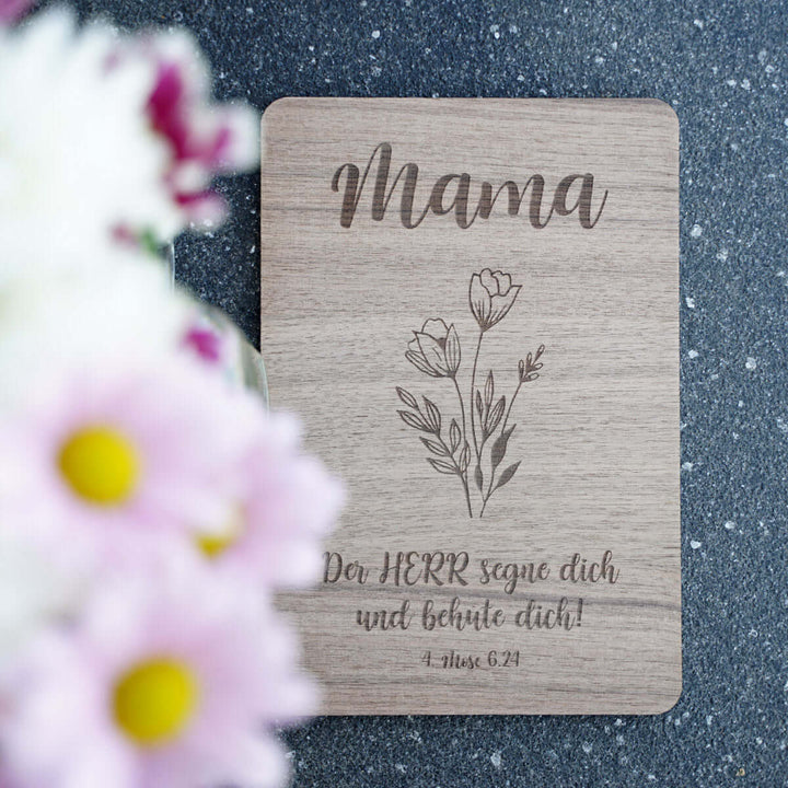 Holzdeko "Mama – Segen" · Bibelvers Gravur