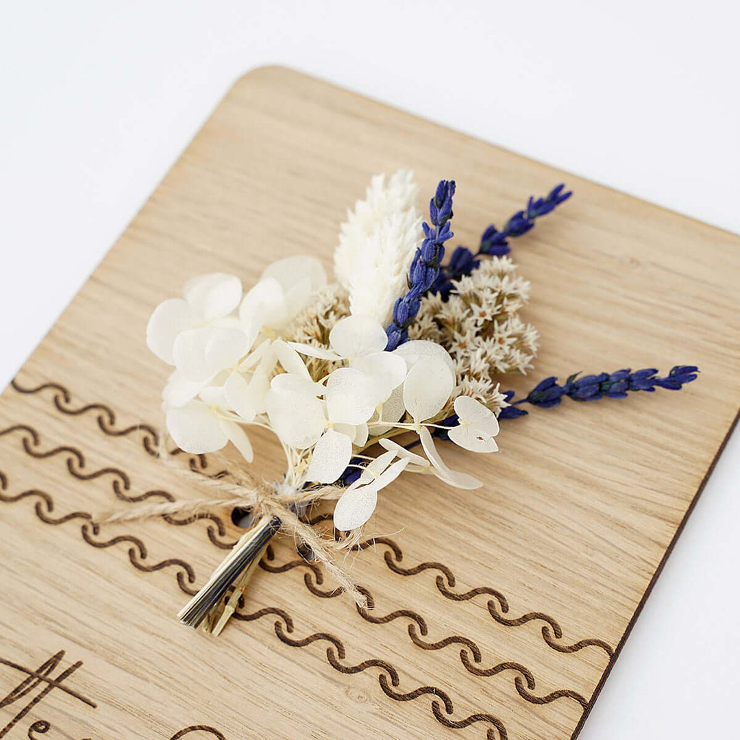 Holzdeko "Gottes Segen zur Taufe" 3D mit Trockenblumen & Gravur – Aus Gnade