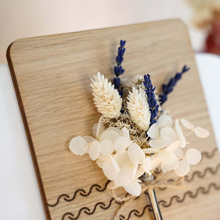Holzdeko "Gottes Segen zur Taufe" 3D mit Trockenblumen & Gravur – Aus Gnade