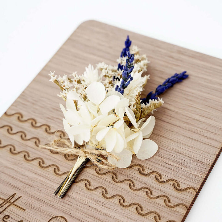Holzdeko "Gottes Segen zur Taufe" 3D mit Trockenblumen & Gravur – Aus Gnade