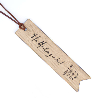Holz-Lesezeichen "Hallelujah!" · Echtes Holz · Gravur Bibelvers – Aus Gnade