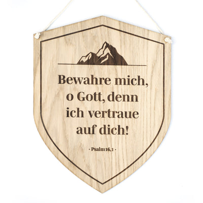 Holzschild "Bewahre mich, o Gott" · Schild mit Bibelvers Gravur – Aus Gnade
