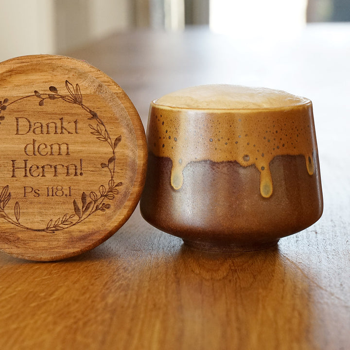 Kaffeetasse "Cortado" · inkl. Holzuntersetzer mit Bibelvers-Gravur