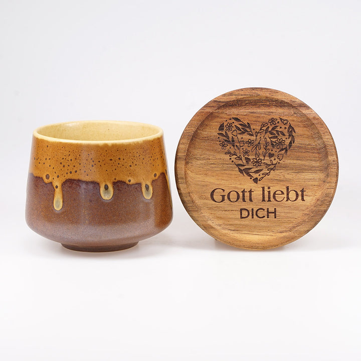 Kaffeetasse "Cortado" · inkl. Holzuntersetzer mit Bibelvers-Gravur