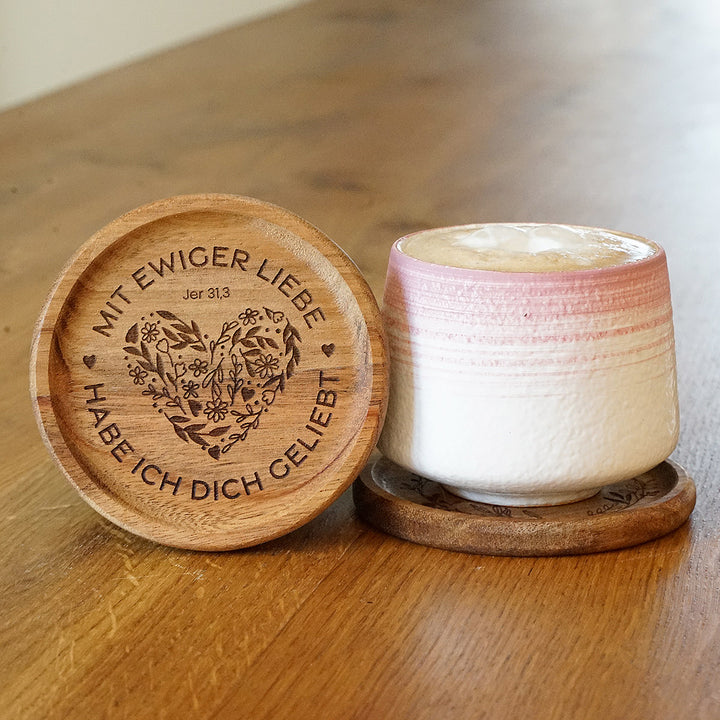Kaffeetasse "Flat White" · inkl. Holzuntersetzer mit Bibelvers-Gravur