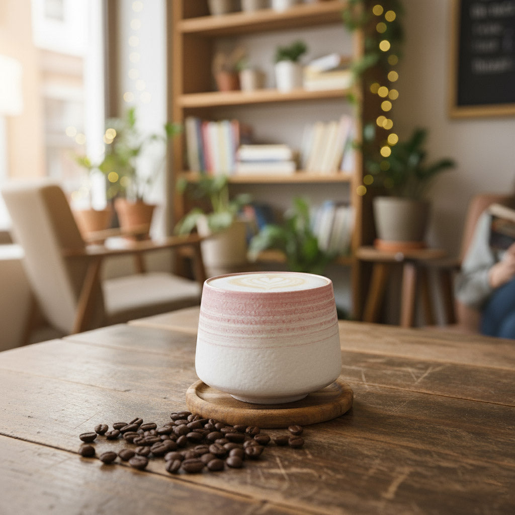 Kaffeetasse "Flat White" · inkl. Holzuntersetzer mit Bibelvers-Gravur