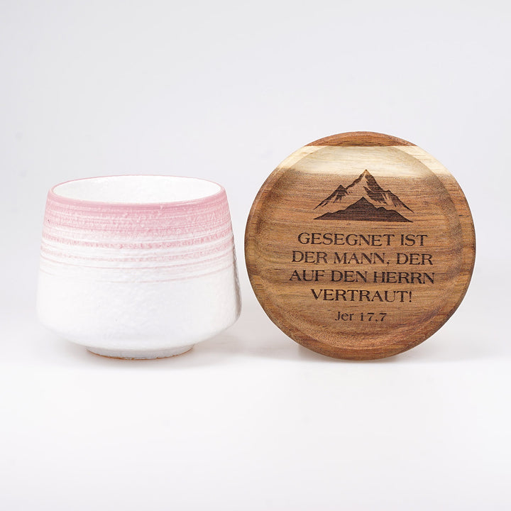 Kaffeetasse "Flat White" · inkl. Holzuntersetzer mit Bibelvers-Gravur