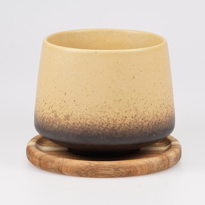 Kaffeetasse "Crema" · inkl. Holzuntersetzer mit Bibelvers-Gravur