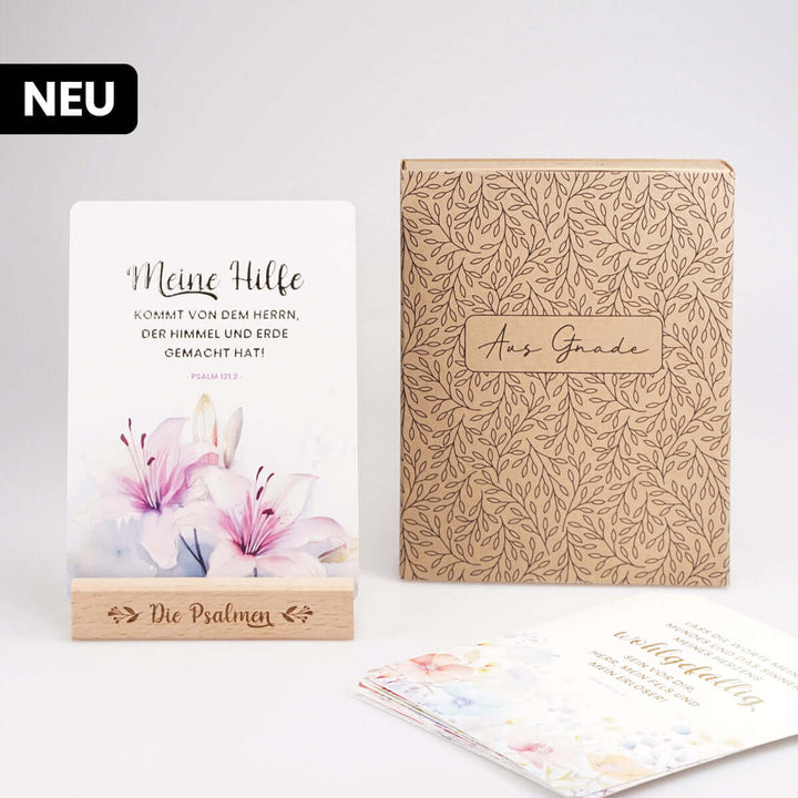 Kartenset "Die Psalmen" · 10 gold veredelte Karten inkl. Holz-Kartenhalter