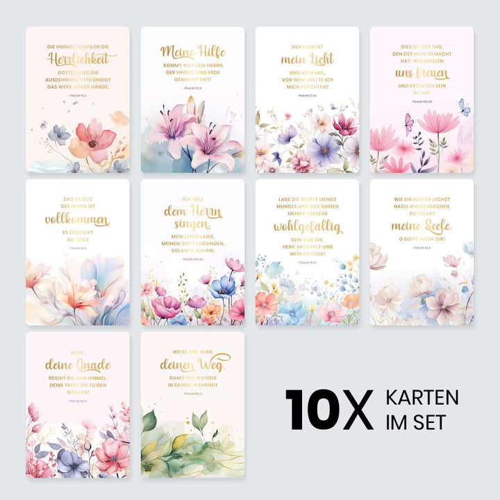 Kartenset "Die Psalmen" · 10 gold veredelte Karten inkl. Holz-Kartenhalter