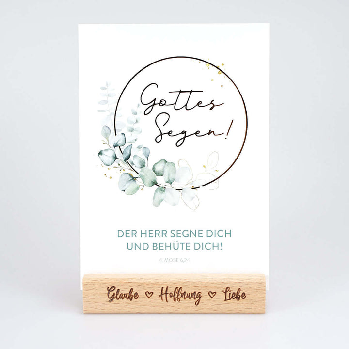 Kartenhalter "Glaube Hoffnung Liebe" Holzgravur · handmade – Aus Gnade