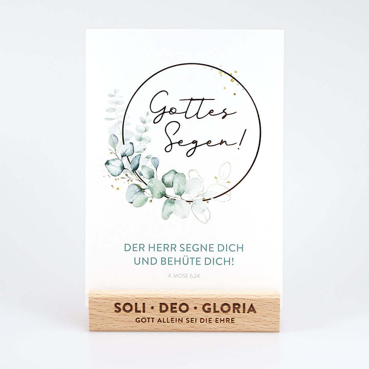 Kartenhalter "SOLI · DEO · GLORIA" Holzgravur · handmade – Aus Gnade
