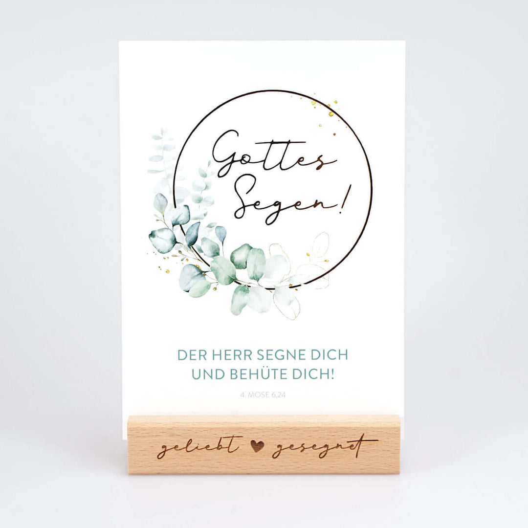 Kartenhalter "geliebt ♡ gesegnet" Holzgravur · handmade – Aus Gnade