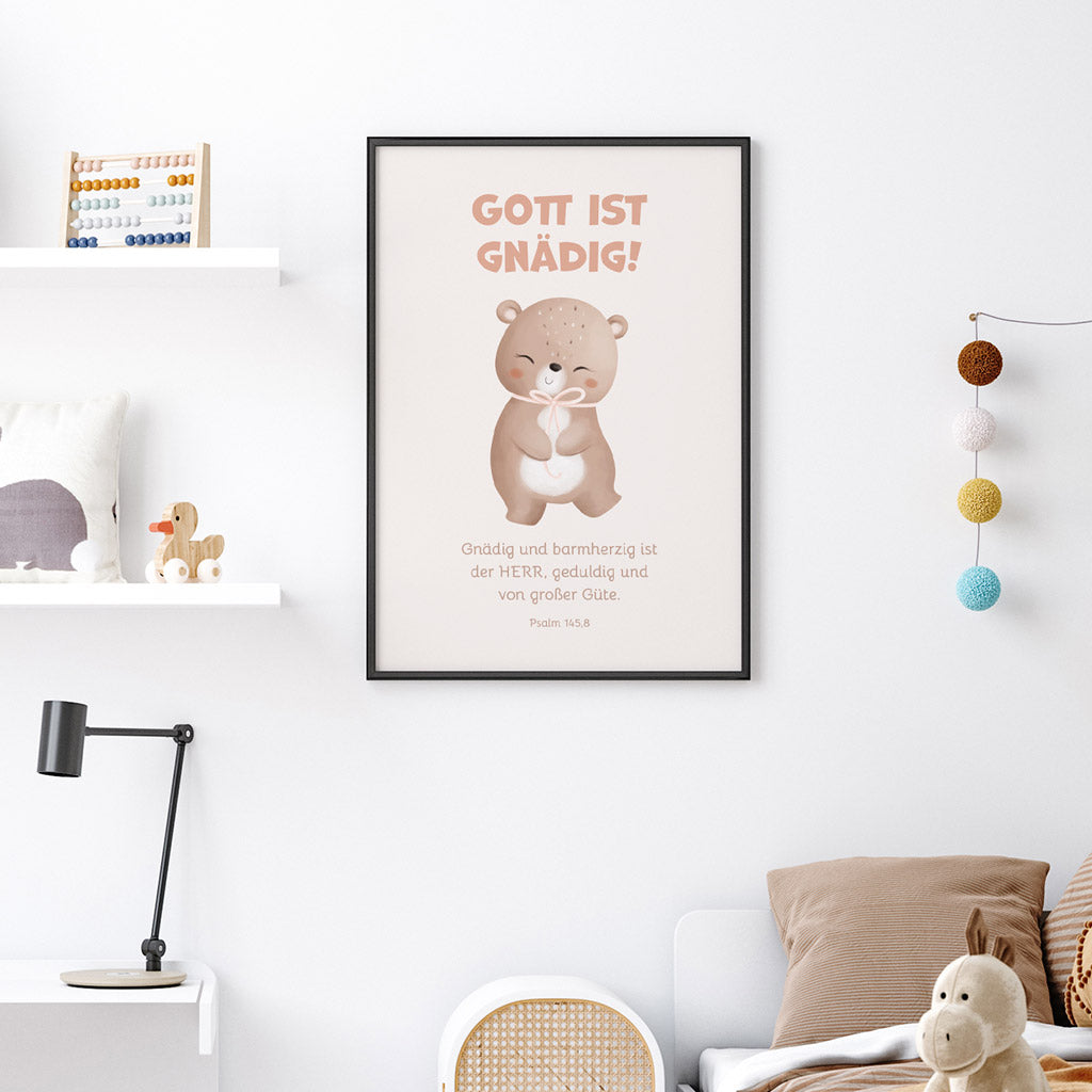 Poster für Kinder "Gott ist gnädig!" · Bibelvers · Psalm 145,8