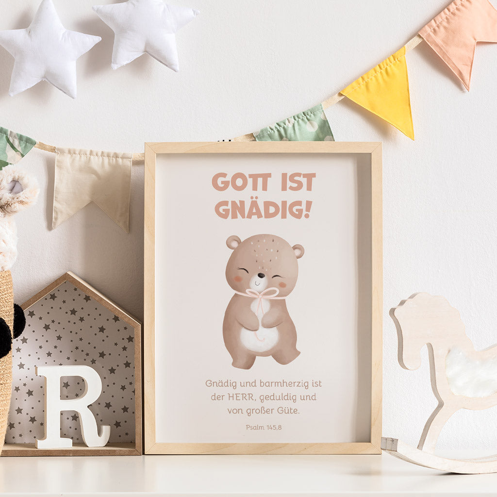 Poster für Kinder "Gott ist gnädig!" · Bibelvers · Psalm 145,8