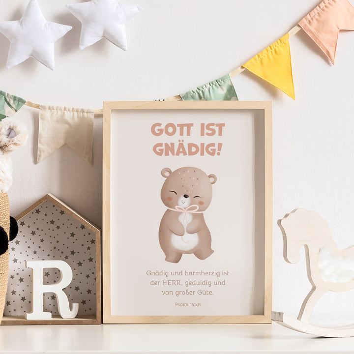 Poster für Kinder "Gott ist gnädig!" · Bibelvers · Psalm 145,8
