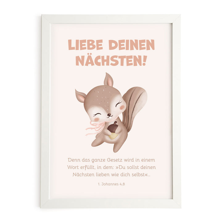 Poster für Kinder "Liebe deinen nächsten!" · Bibelvers · 1. Johannes 4,8