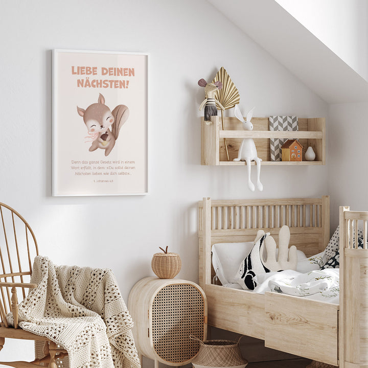 Poster für Kinder "Liebe deinen nächsten!" · Bibelvers · 1. Johannes 4,8