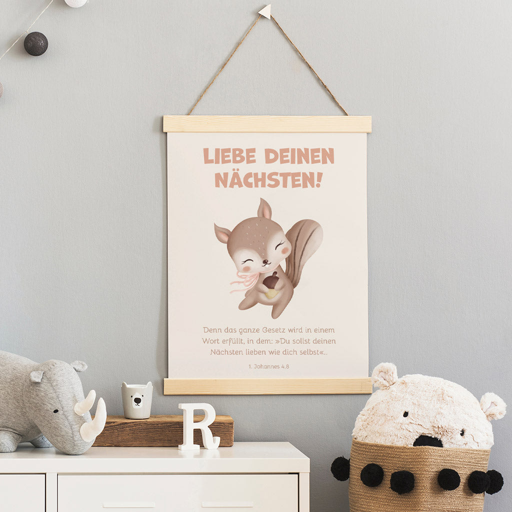 Poster für Kinder "Liebe deinen nächsten!" · Bibelvers · 1. Johannes 4,8