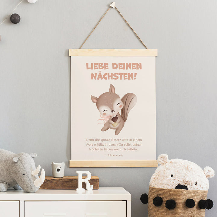 Poster für Kinder "Liebe deinen nächsten!" · Bibelvers · 1. Johannes 4,8