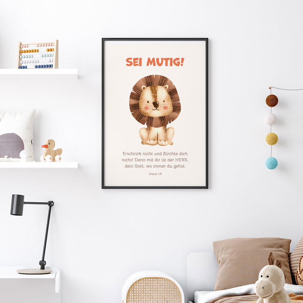 Poster für Kinder "Sei mutig!" · Bibelvers · Josua 1,9