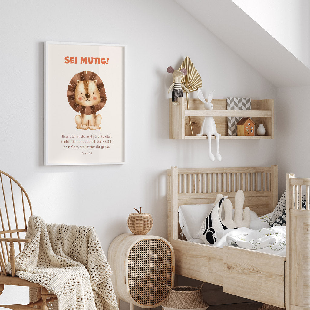 Poster für Kinder "Sei mutig!" · Bibelvers · Josua 1,9