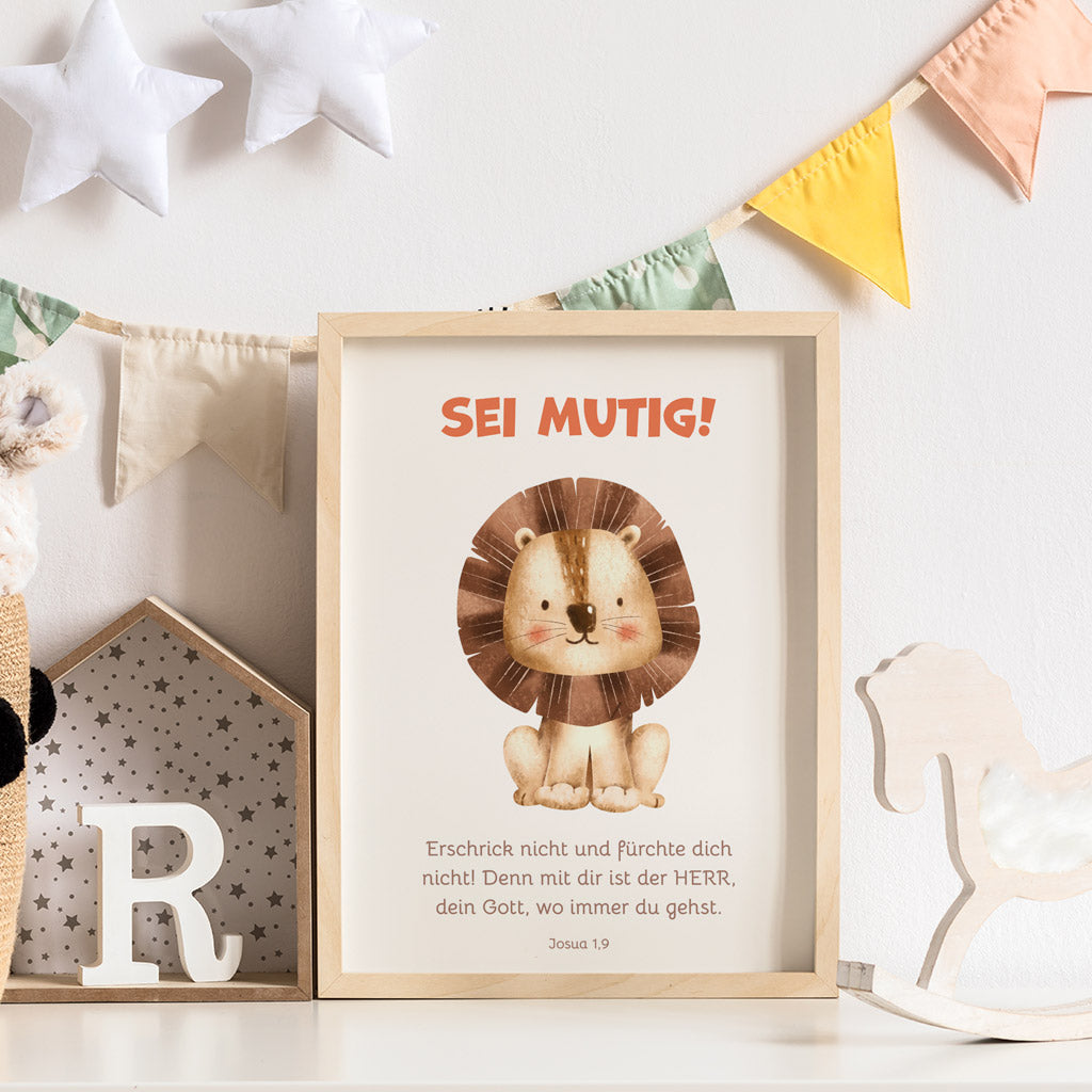 Poster für Kinder "Sei mutig!" · Bibelvers · Josua 1,9
