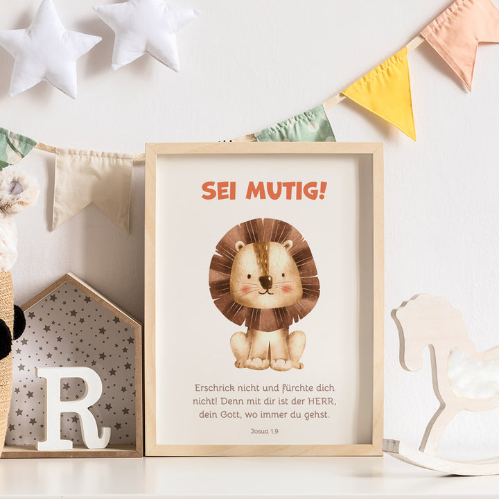 Poster für Kinder "Sei mutig!" · Bibelvers · Josua 1,9