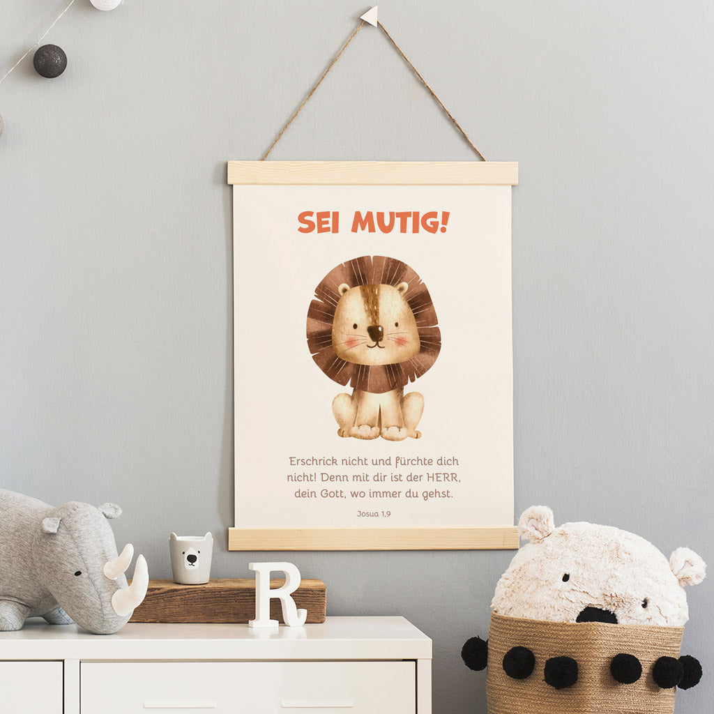 Poster für Kinder "Sei mutig!" · Bibelvers · Josua 1,9