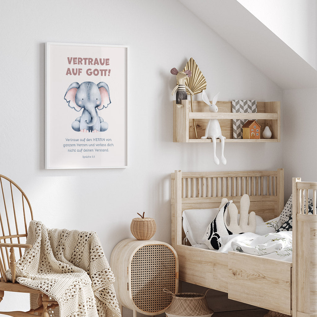 Poster für Kinder "Vertraue auf Gott!" · Bibelvers · Sprüche 3,5