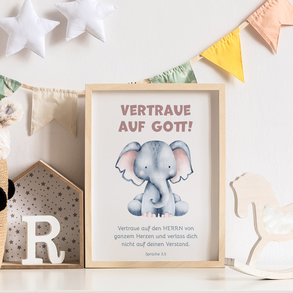Poster für Kinder "Vertraue auf Gott!" · Bibelvers · Sprüche 3,5