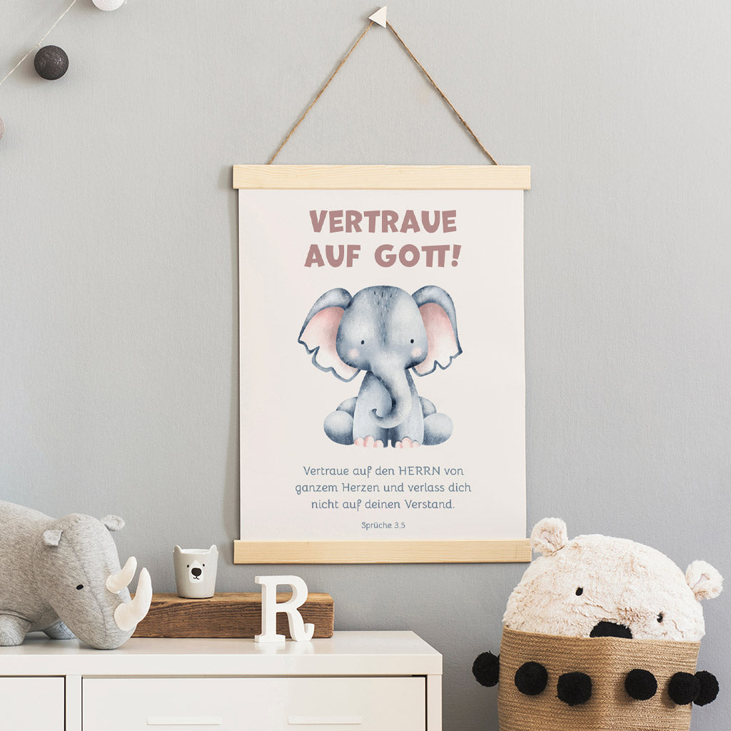 Poster für Kinder "Vertraue auf Gott!" · Bibelvers · Sprüche 3,5