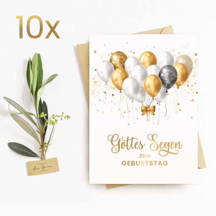Klappkarte "Gottes Segen zum Geburtstag" mit Bibelvers · A6 · mit Gold veredelt