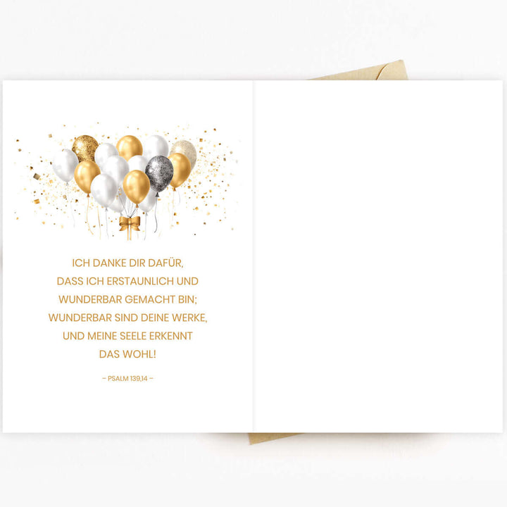 Klappkarte "Gottes Segen zum Geburtstag" mit Bibelvers · A6 · mit Gold veredelt