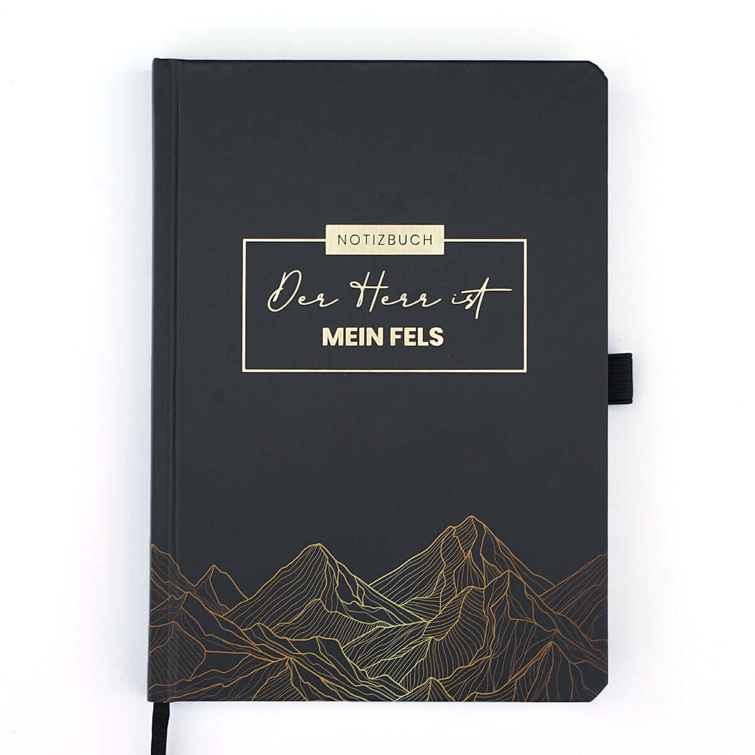 Notizbuch "Der Herr ist mein Fels" · A5 · Hardcover mit Goldglanz Prägung – Aus Gnade