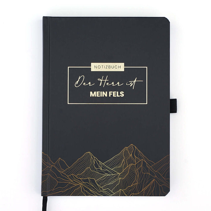 Notizbuch "Der Herr ist mein Fels" · A5 · Hardcover mit Goldglanz Prägung – Aus Gnade