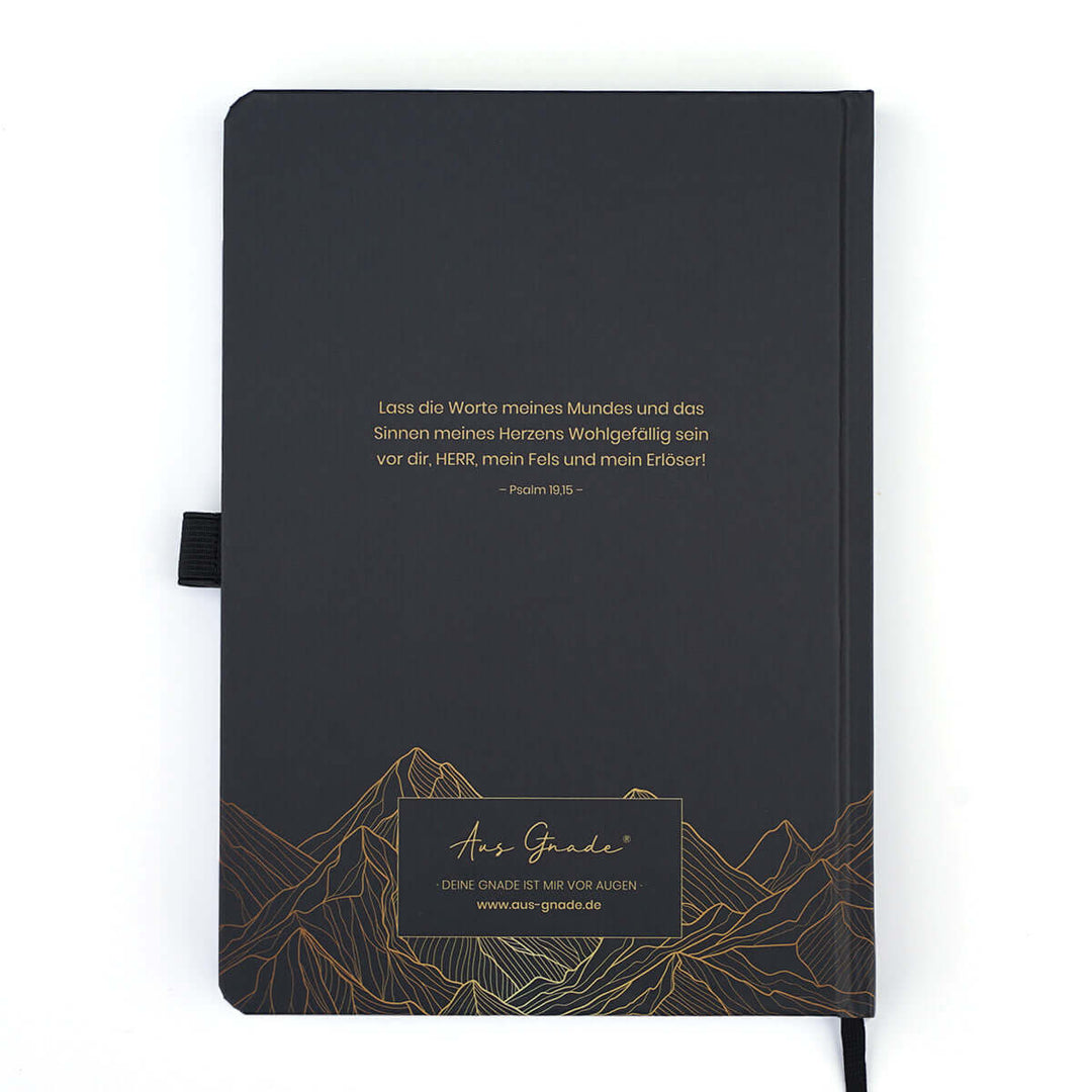 Notizbuch "Der Herr ist mein Fels" · A5 · Hardcover mit Goldglanz Prägung – Aus Gnade