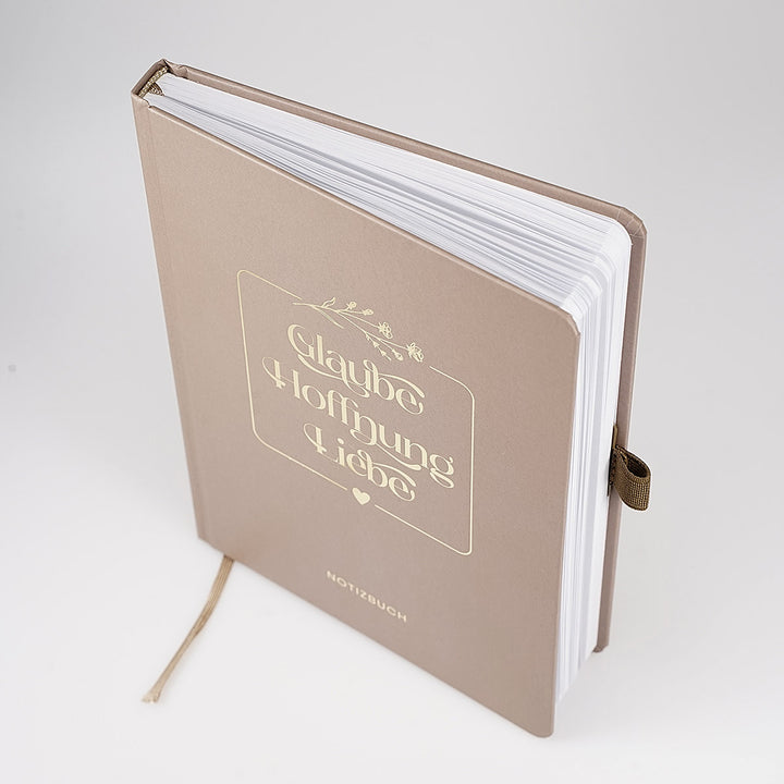 Notizbuch "Glaube Hoffnung Liebe" · A5 · Hardcover mit Goldglanz Prägung