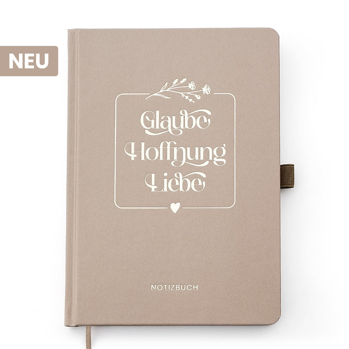 Notizbuch "Glaube Hoffnung Liebe" · A5 · Hardcover mit Goldglanz Prägung