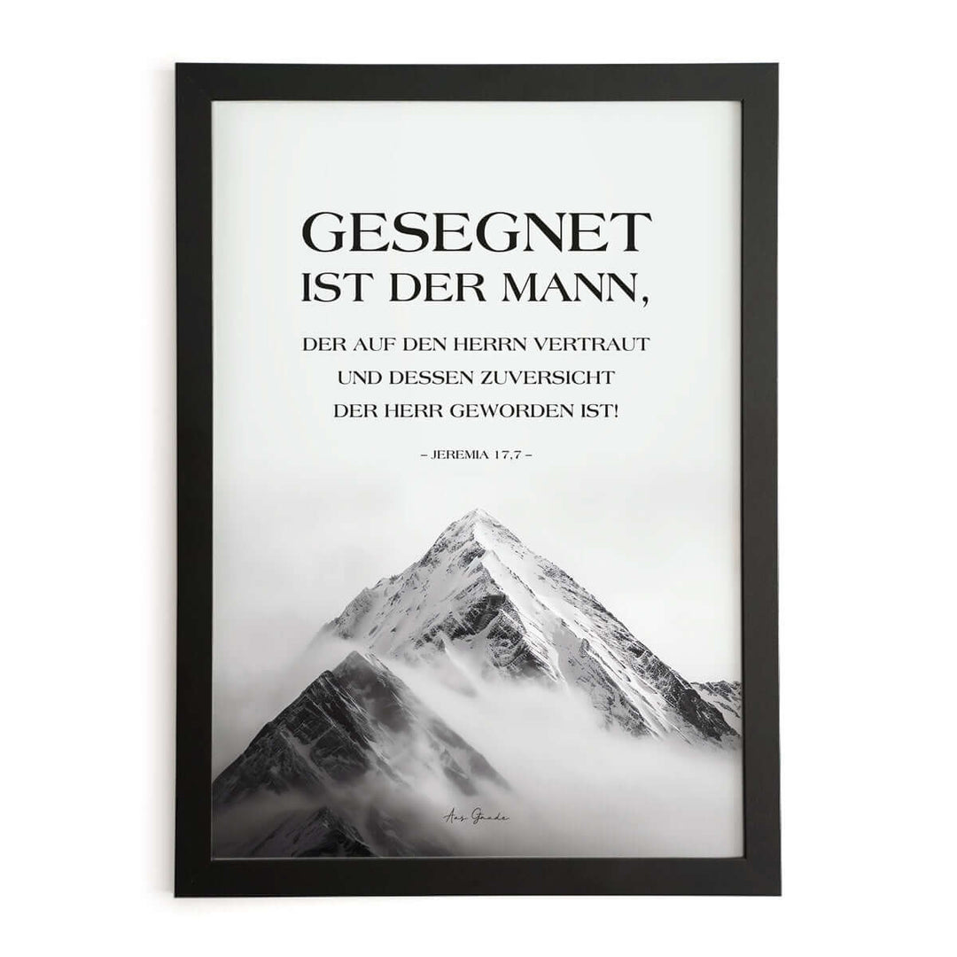 Poster "Gesegnet ist der Mann" · Berge · Jeremia 17,7