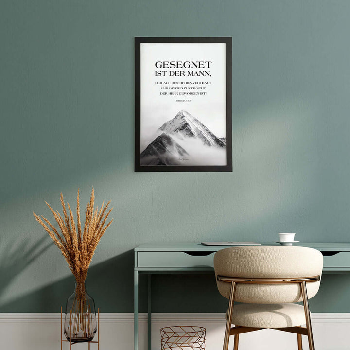Poster "Gesegnet ist der Mann" · Berge · Jeremia 17,7