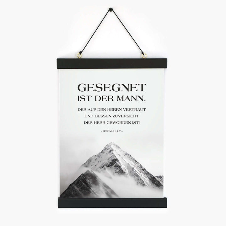 Poster "Gesegnet ist der Mann" · Berge · Jeremia 17,7