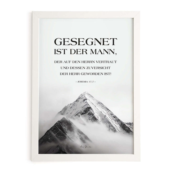 Poster "Gesegnet ist der Mann" · Berge · Jeremia 17,7