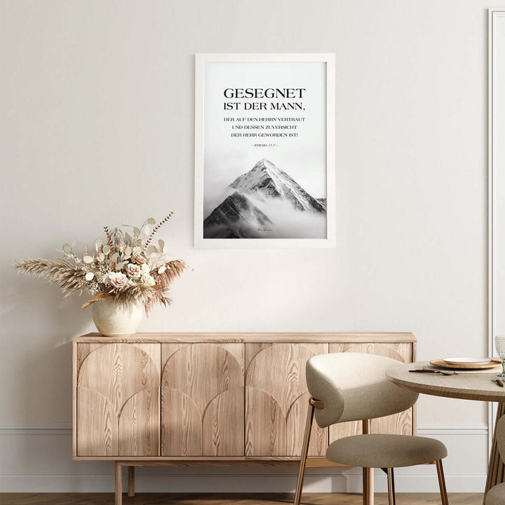 Poster "Gesegnet ist der Mann" · Berge · Jeremia 17,7