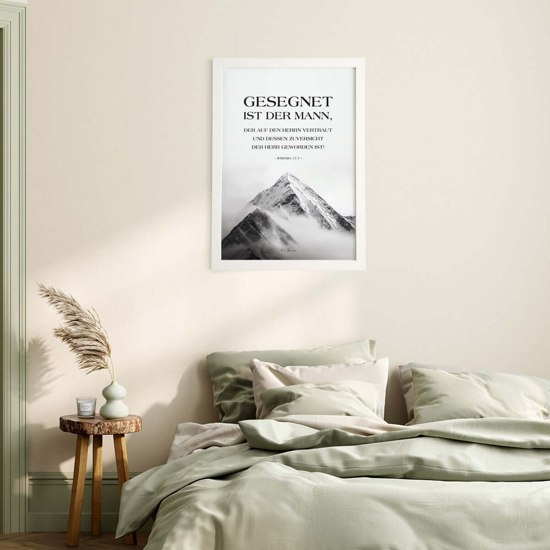Poster "Gesegnet ist der Mann" · Berge · Jeremia 17,7