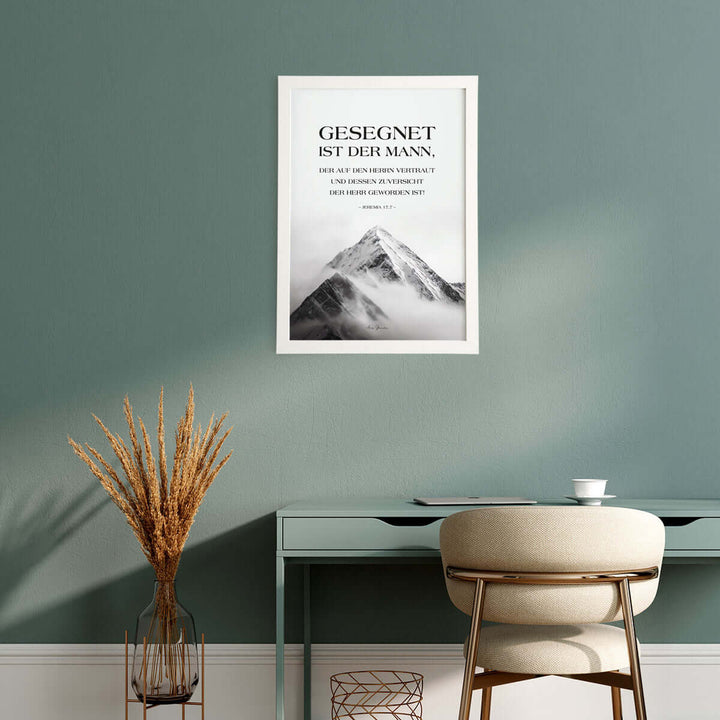 Poster "Gesegnet ist der Mann" · Berge · Jeremia 17,7