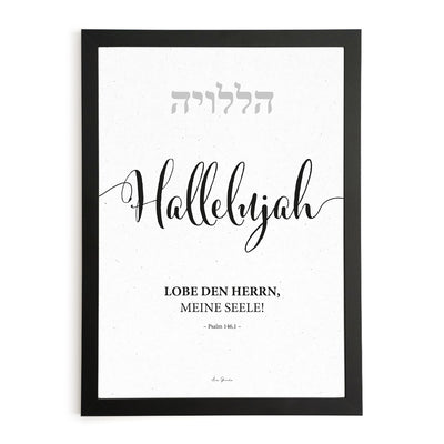 Poster "Hallelujah" · Lettering s/w · Bibelvers Deutsch – Aus Gnade