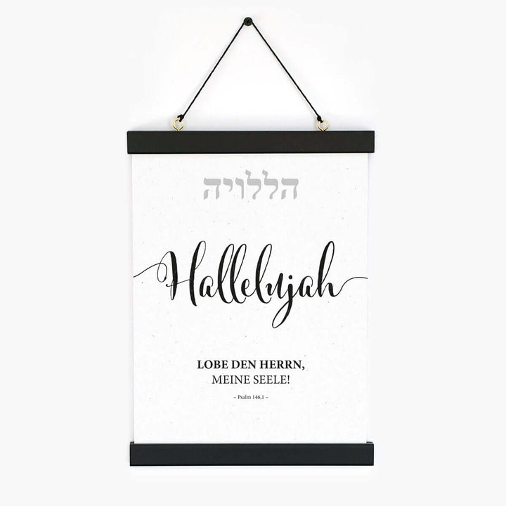 Poster "Hallelujah" · Lettering s/w · Bibelvers Deutsch – Aus Gnade