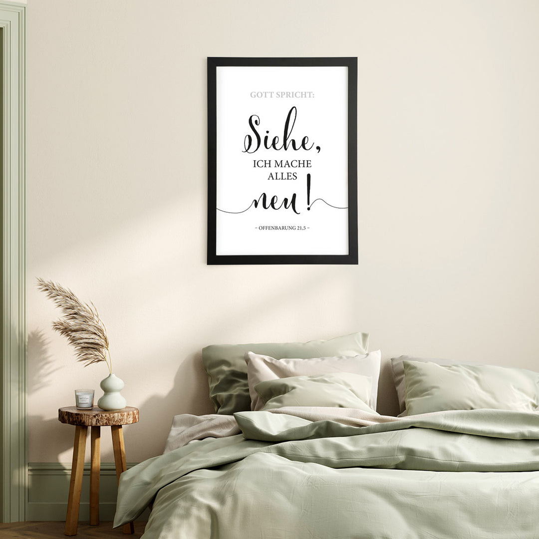 Poster "Jahreslosung 2026" · Lettering s/w · Bibelvers